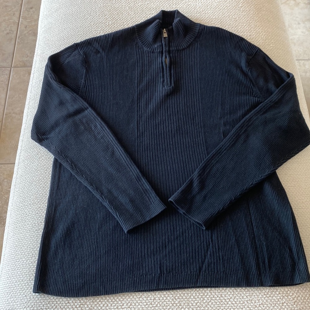 Perry Ellis mens L mock turtleneck zip up sweater